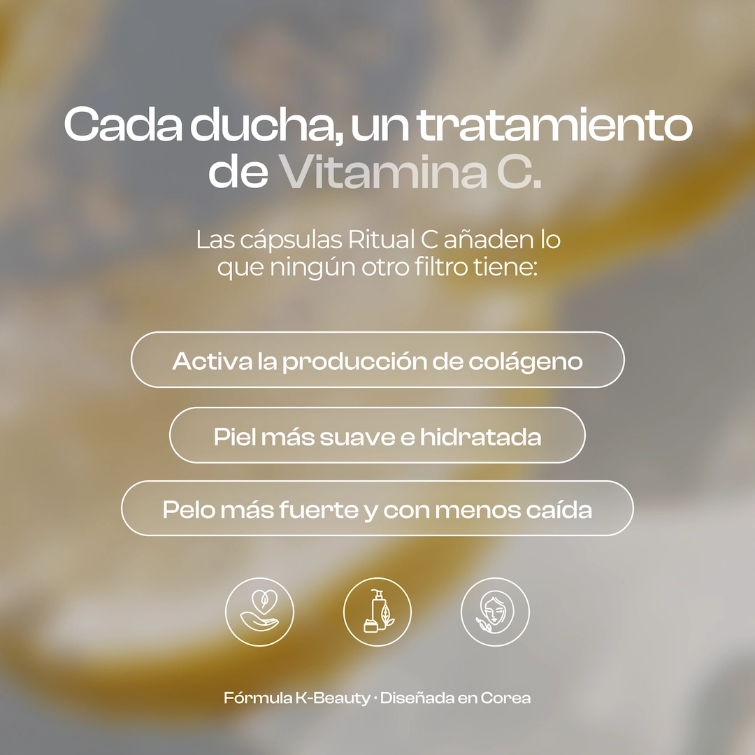 Cápsulas Ritual C de vitamina C para ducha Aqualibú, tratamiento que activa colágeno y fortalece el cabello