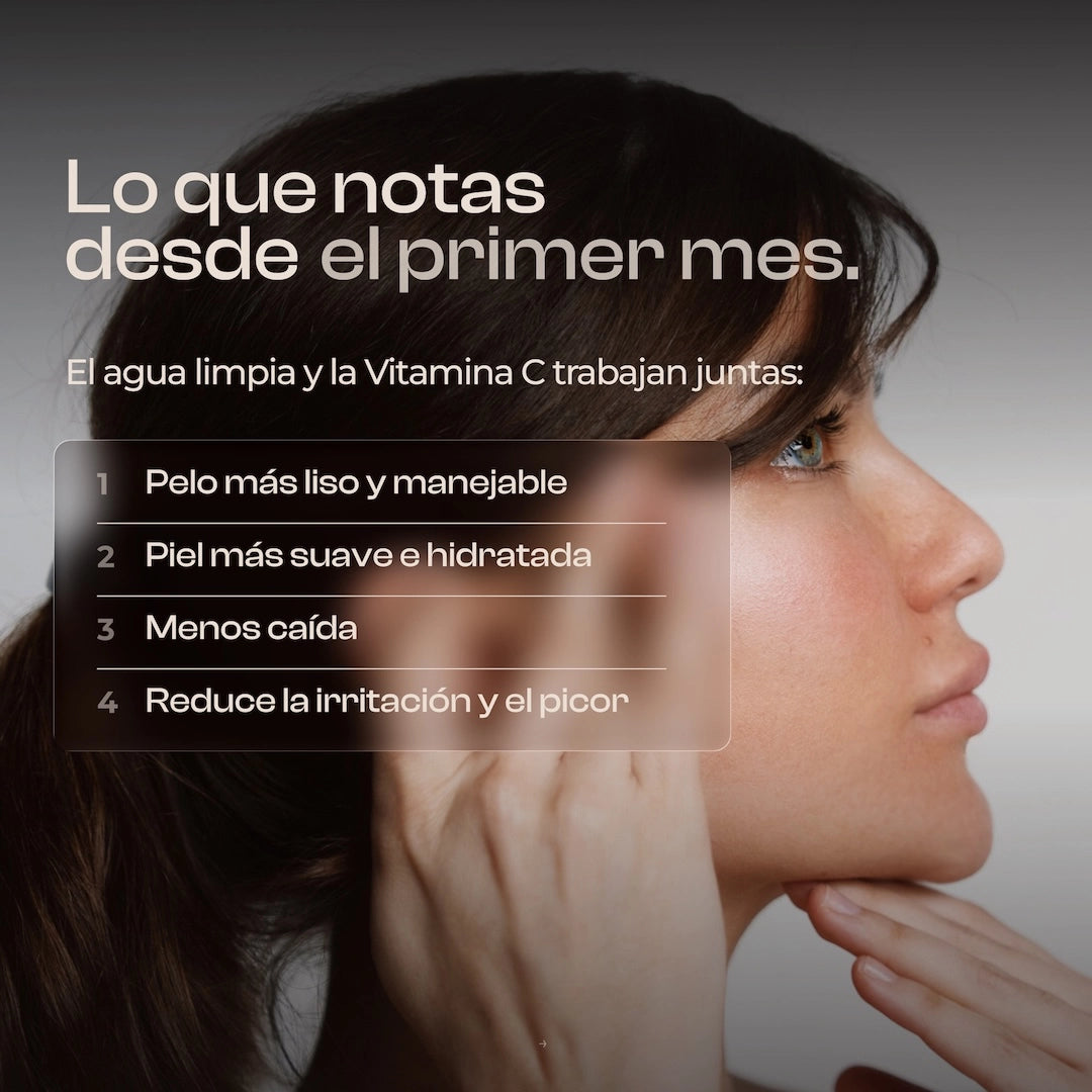 Beneficios del filtro de ducha con vitamina C Aqualibú desde el primer mes: pelo liso y piel hidratada