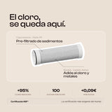 Filtro de ducha Aqualibú con núcleo de carbón activo que elimina el 95% del cloro